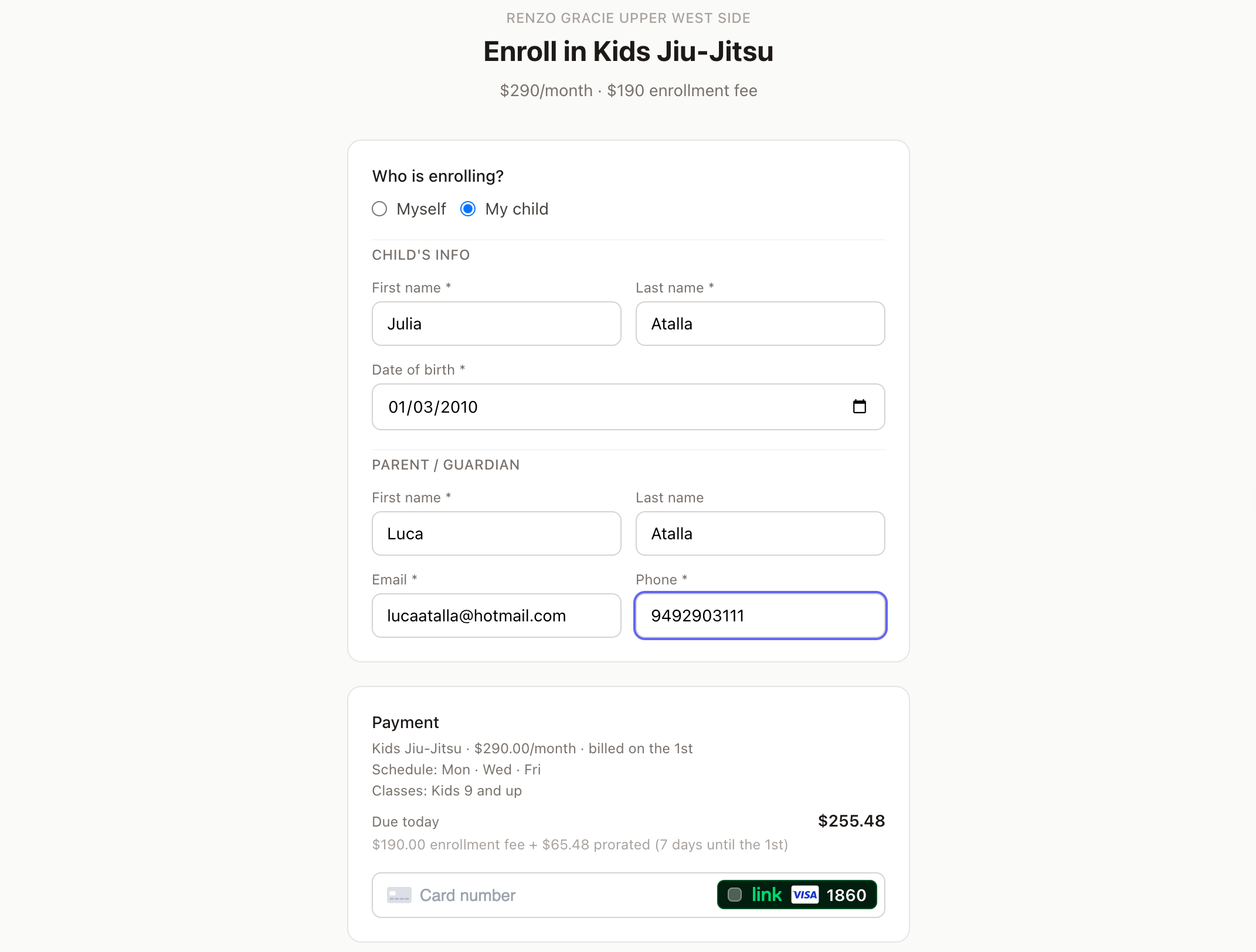 Kiso self-enrollment flow on mobile